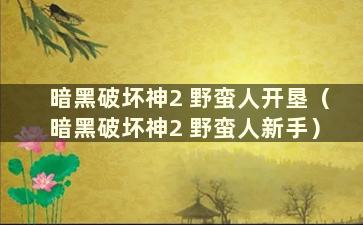 暗黑破坏神2 野蛮人开垦（暗黑破坏神2 野蛮人新手）